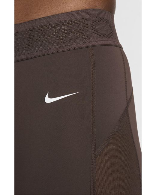 Nike Brown Pro 7/8 Mesh Panel leggings