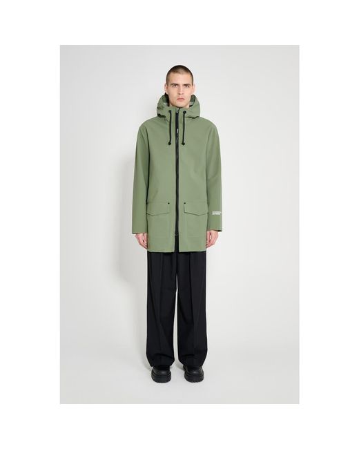 Stutterheim Green Stockholm Patch Matte Raincoat