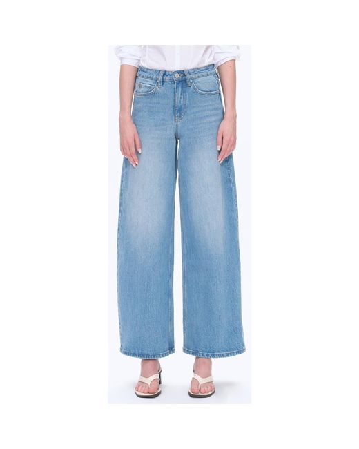 Bayeas Blue Daisy High Waist Wide Leg Jeans