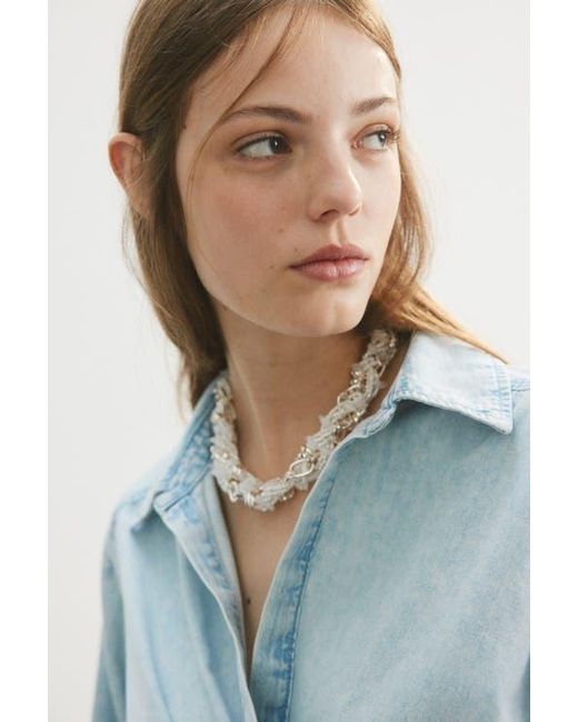 H&M Blue Denim Wrap Blouse