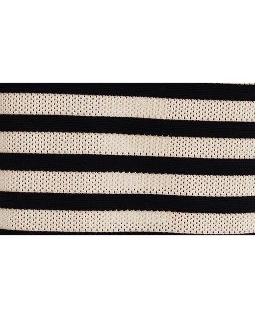Mango Black Stripe Open Stitch Knit Midi Skirt