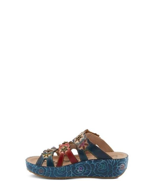 Spring Step Blue Cuddlecake Platform Wedge Slide Sandal