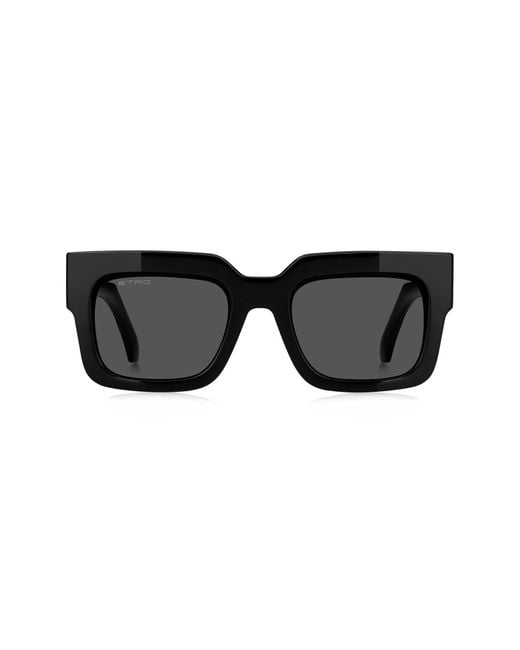 Etro Black 52Mm Rectangular Sunglasses