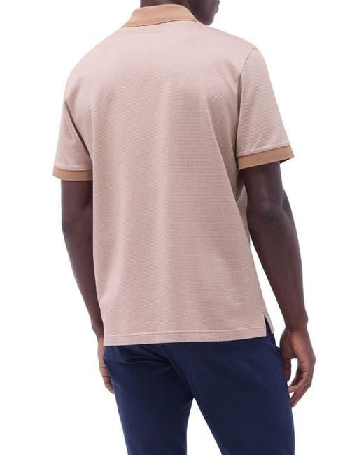 Bugatchi Blue Contrast Trim Zip Polo for men