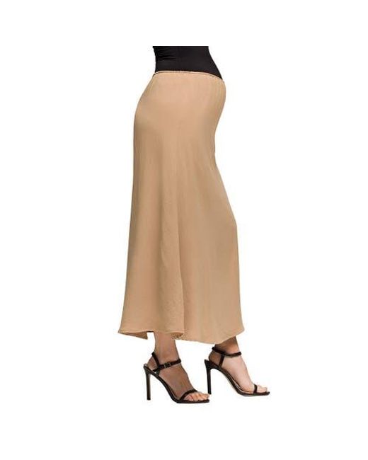 24seven Comfort Apparel Natural Maternity Elastic Waist A-Line Maxi Skirt