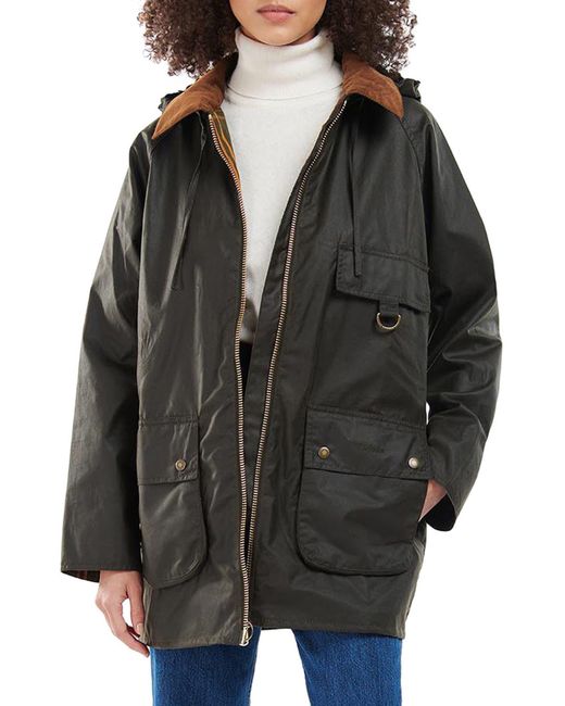 Barbour Highclere Hooded Waxed Jacket in Black Lyst