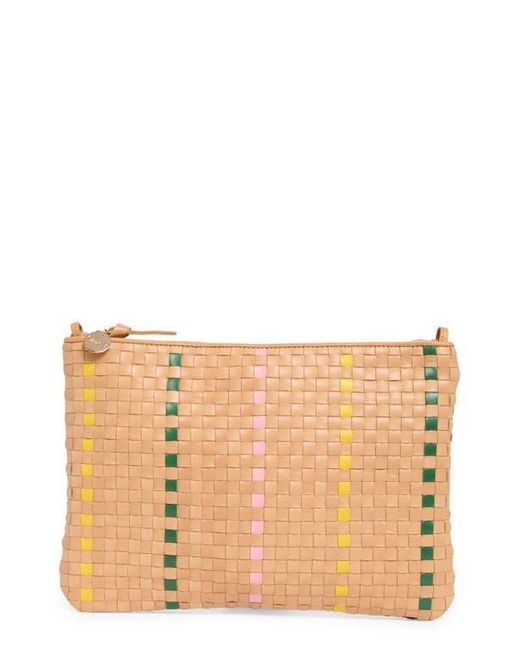 Clare V. Multicolor Woven Leather Flat Clutch