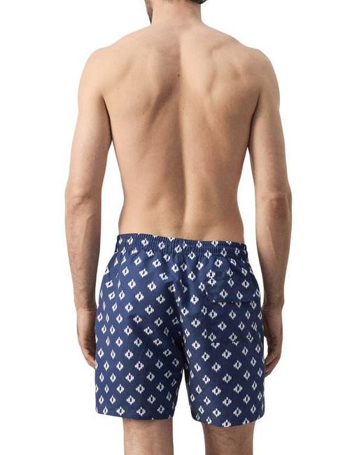 Mango Blue Print Swim Trunks for men
