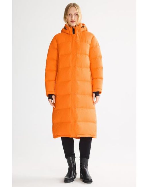 Orolay Orange Puff-O Long Down Puffer Jacket