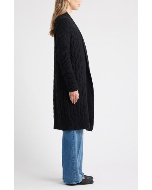Caslon Blue Cable Longline Open Front Cardigan