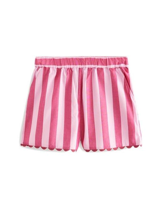 Next Pink Stripe Cotton Scallop Hem Shorts