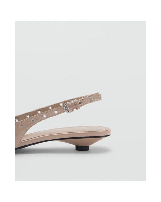 Mango White Grommet Pointed Toe Slingback Pump