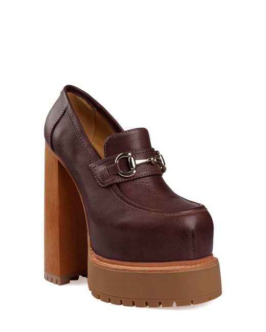 Zigi Brown Thai Platform Bit Loafer Pump