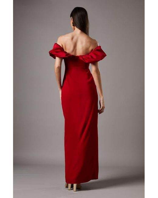 Coast Red Volume Sleeve Corset Column Maxi Dress