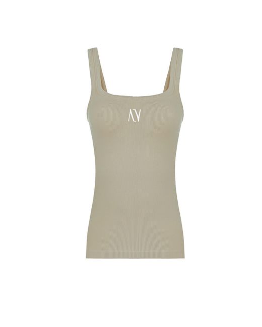 Nocturne Natural Ribbed Wide Strap Top