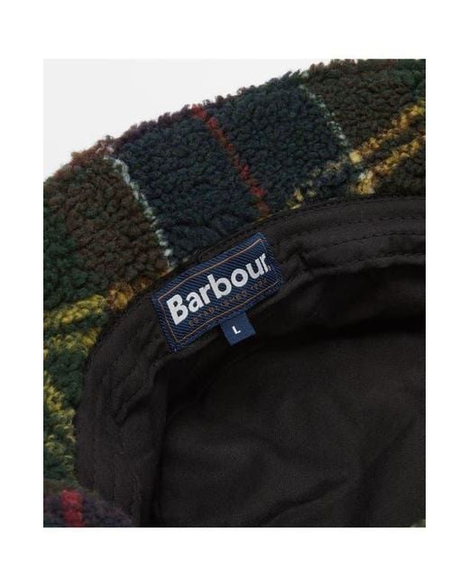 Barbour Green Field Tartan Fleece Bucket Hat for men