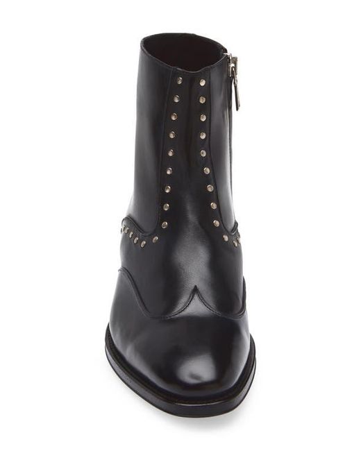 John Varvatos Black Ludlow Stud Wingtip Zip Boot for men