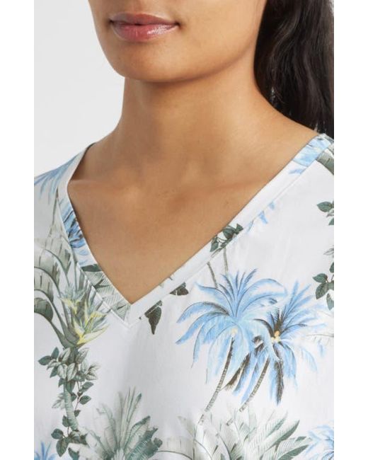 Tommy Bahama Women's White Kauai Palisade Palms V-Neck T-Shirt