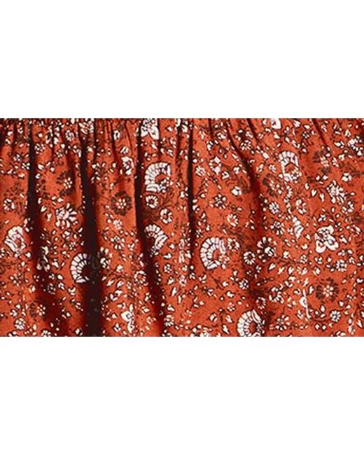 City Chic Orange Floral Print Long Sleeve Tiered Minidress
