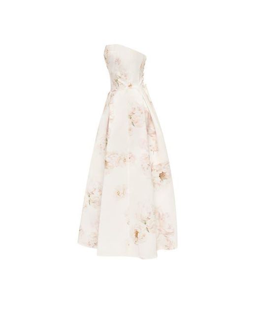Millà Natural Strapless Midi Corset Dress With A Floral Print