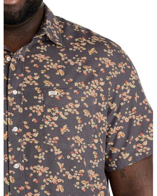 O'neill Sportswear Brown Big & Tall Eco Standard Floral Sport Shirt for men