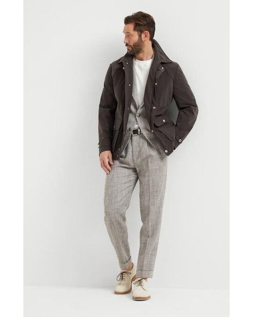 Brunello Cucinelli Gray Chevron Deconstructed Blazer for men