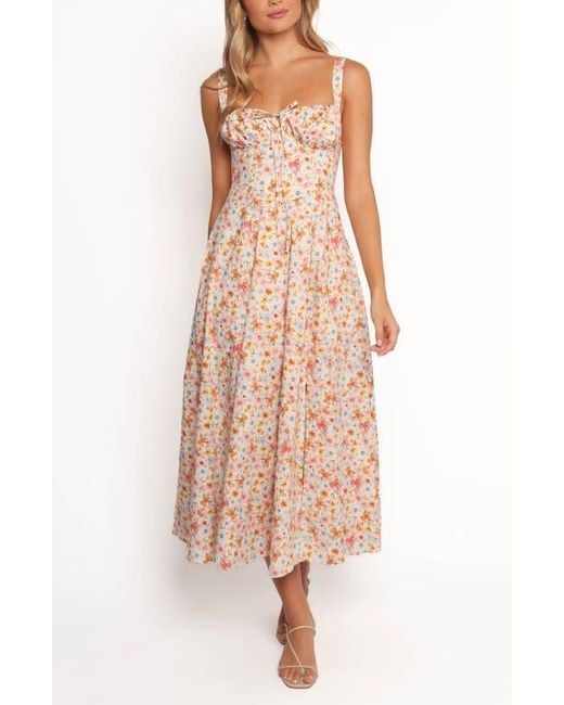 Petal & Pup Natural Wisteria Floral Sleeveless Midi Dress