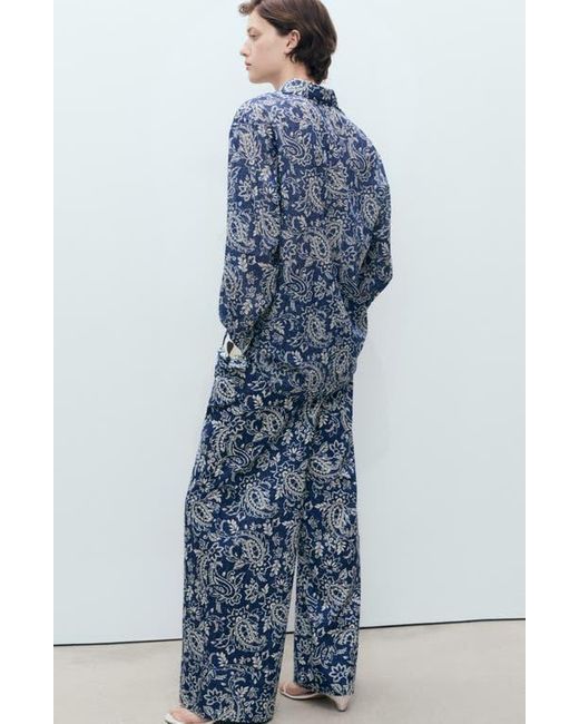 Mango Blue Print Cotton Pants