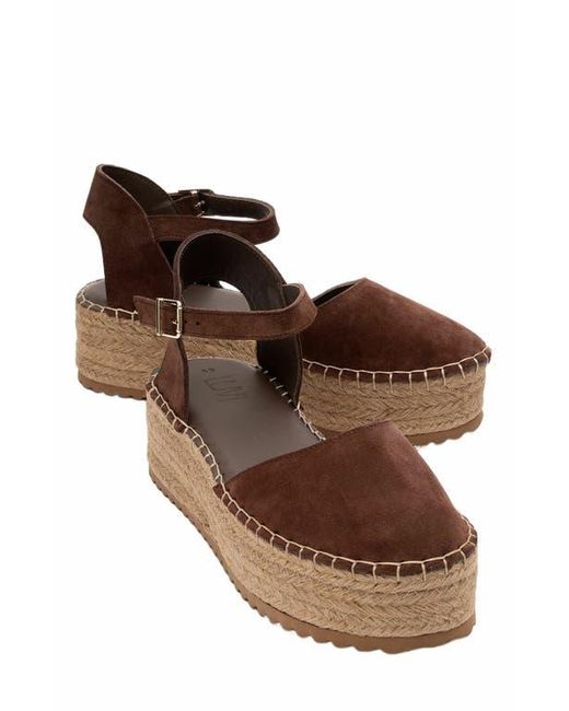 Forever & Always Shoes Brown Viba Leather Espadrille Platform Wedge Sandals