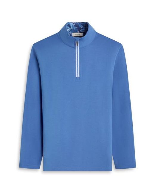 Bugatchi Blue Solid Quarter Zip Pullover for men