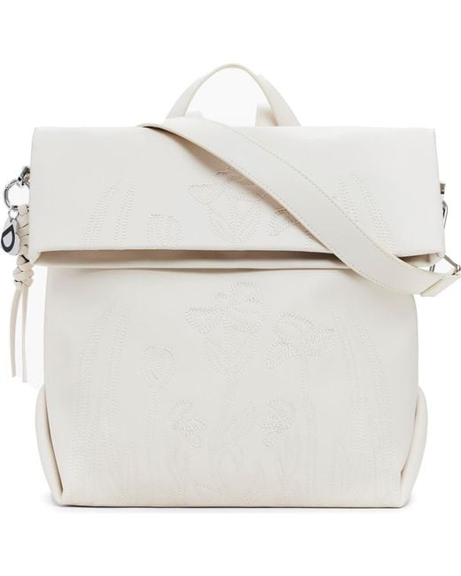 Desigual White Medium Faux Leather Backpack