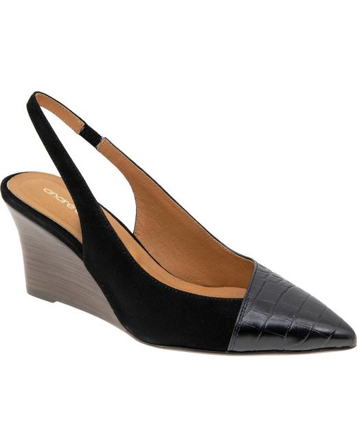 Andre Assous Black Laina Slingback Wedge Pump
