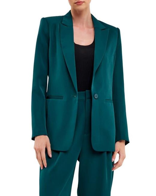 Endless Rose Green Tailored Single Button Blazer