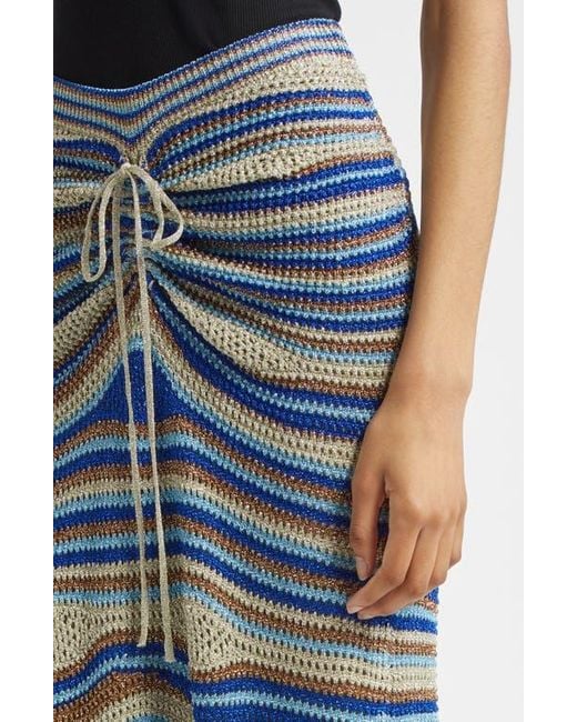 【Farm Rio】ストライプ crochetコットン maxiスカート FARM Rio Mixed Waves Striped Maxi Skirt in Blue | Lyst