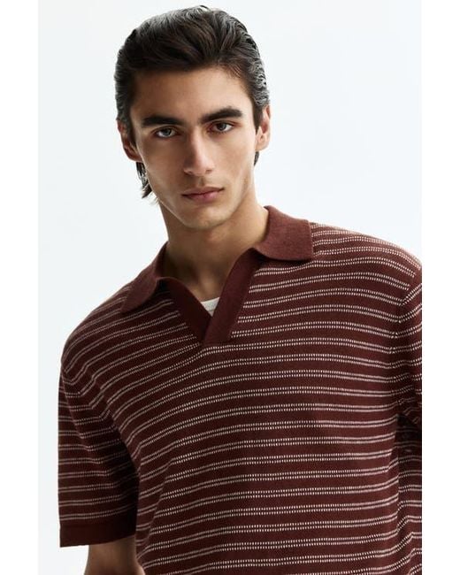H&M Regular Fit Linen-Blend Polo Shirt in Brown for Men
