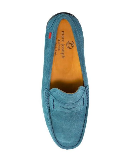 Marc Joseph New York Blue Hamilton Place Leather Penny Driver Loafer for men
