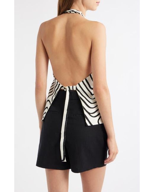 Mango White Doty Linen & Cotton Halter Top
