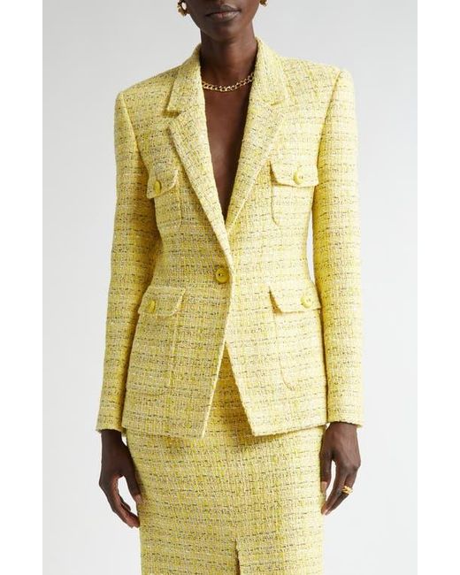 St. John Yellow Metallic Tweed One-Button Jacket