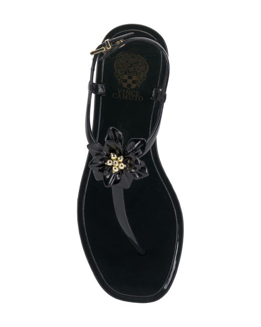 Vince Camuto Black Jelynn Floral Appliqué Sandal