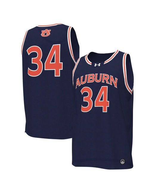 Under Armour 34 Navy Auburn Tigers Replica Basketball Jersey At