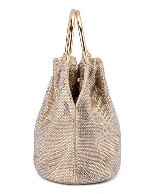 Olga Berg Natural Mabel Crystal Top Handle Clutch