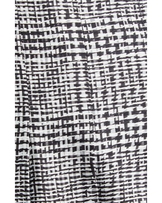 Burberry Gray Warped Houndstooth Fringe Trim Wrap Skirt