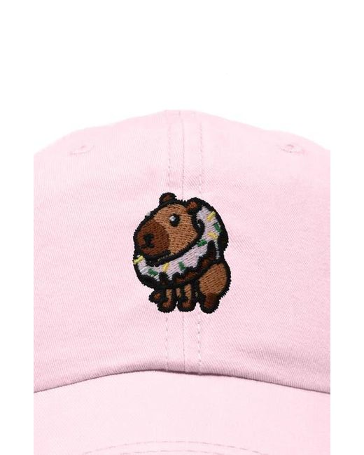 Alix Pink Capybara Donut Embroidered Cap for men