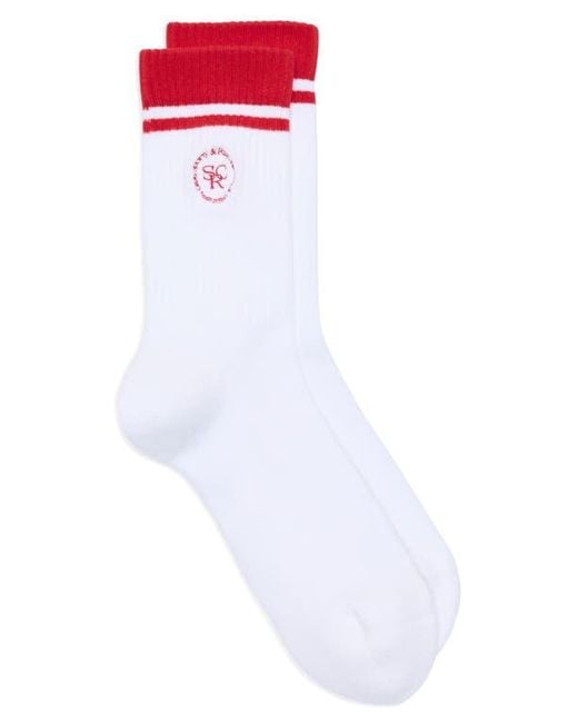 Sporty & Rich White Stripe Rib Socks