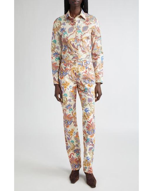 Etro Multicolor Paisley Straight Leg Pants