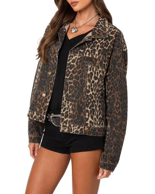 Edikted Black Print Denim Jacket
