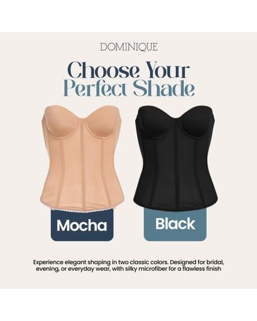 Dominique Intimates Black Brianna Low Back Convertible Strapless Corset Bra