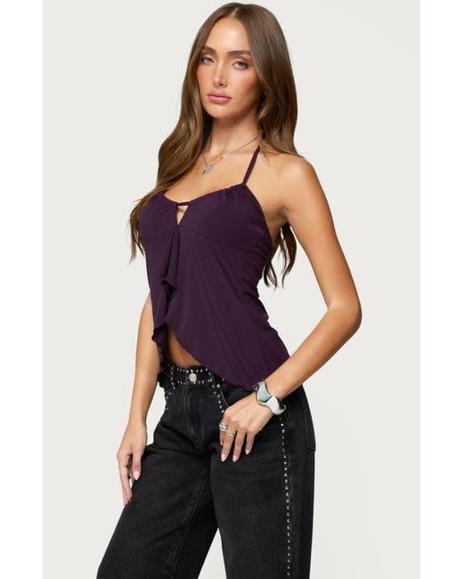 Edikted Blue Lorenna Split Front Halter Top