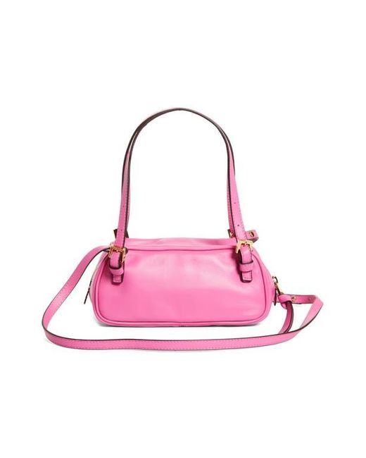 Versace Pink Mini Logo East/West Leather Shoulder Bag