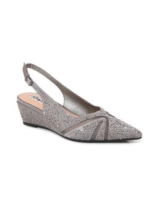 Lady Couture Gray Mesh Rhinestone Slingback Wedge Heel Pump